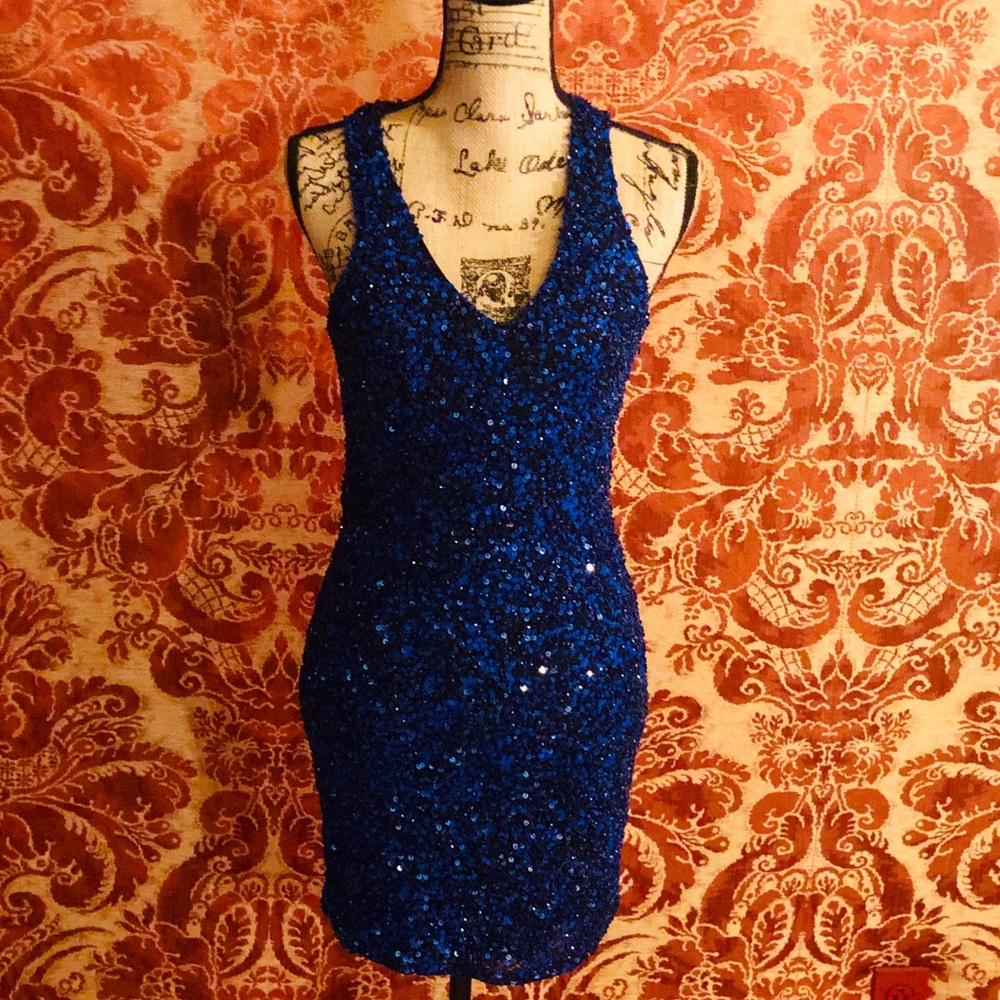 Parker Blue Haiti Sequin Cocktail Dress